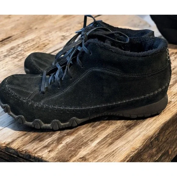 Skechers  Soft Bikers Totem Pole Chukka Black‎ Suede Leather Ankle Boots 8.5 - Picture 3 of 5